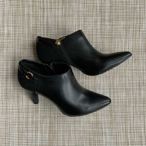 Bandolino Black Ankle Booties with Gold Accents